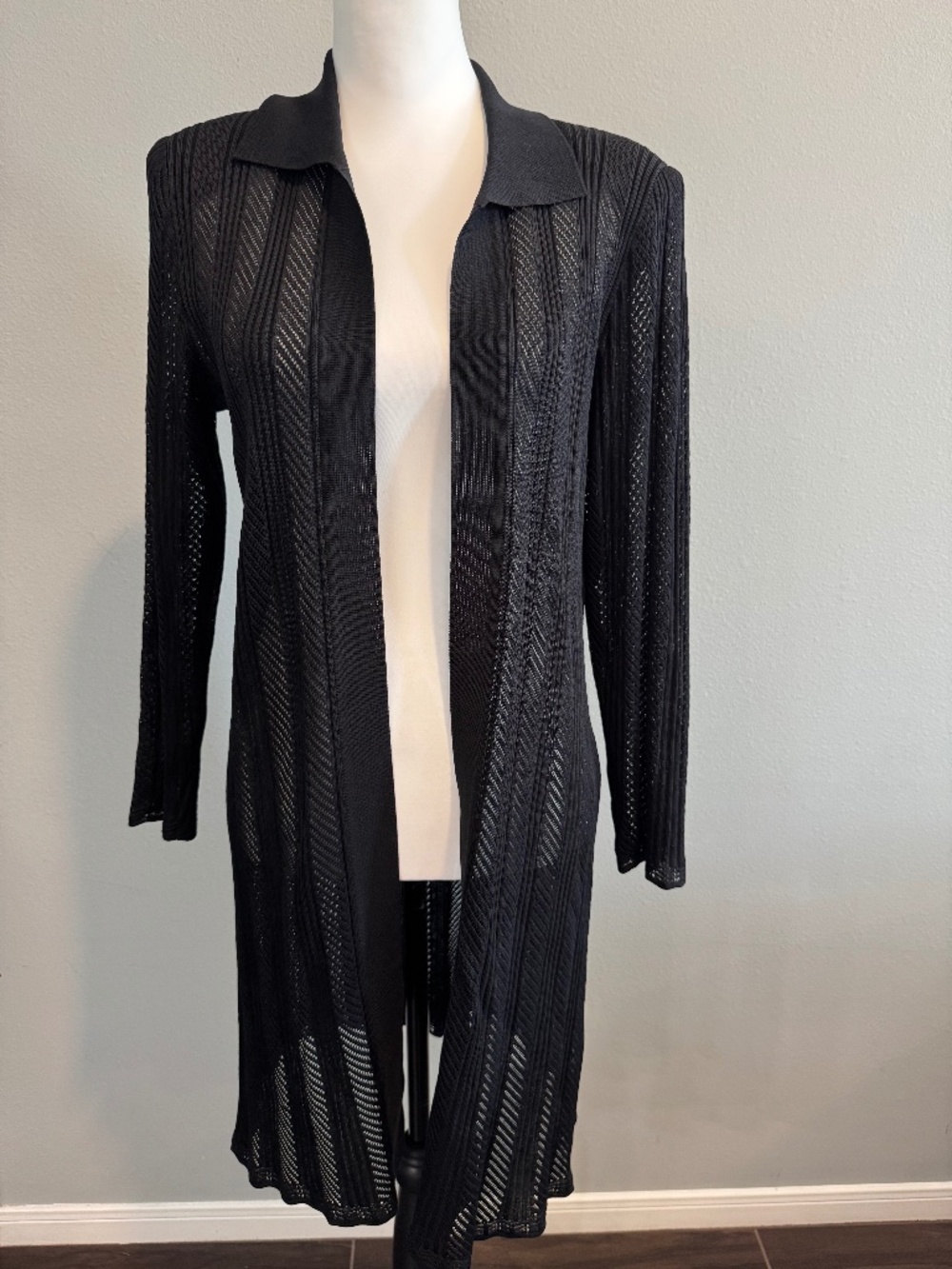 Misook Open Front Knit Duster Cardigan S Minimalists Classic Timeless Office